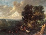 Joseph Van Bredael River landscape with fishermen and wa oil painting reproduction